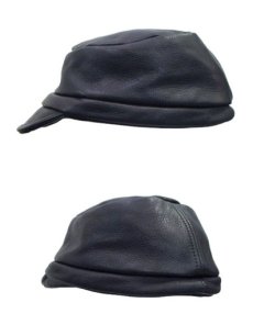 画像2: "NewYorkHat" Leather Worker Cap　made in USA　BLACK (2)