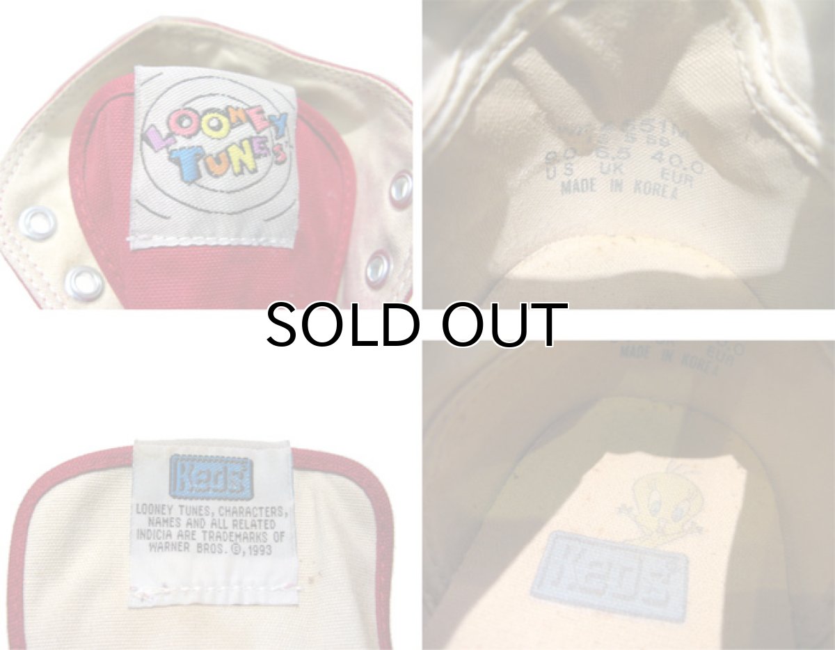 画像5: 1990's KEDS "LOONEY TUNES" Hi Cut Canvas Sneaker　RED　size 9 ( 27cm ) (5)