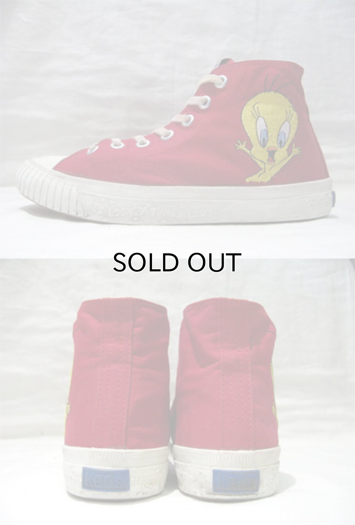 画像2: 1990's KEDS "LOONEY TUNES" Hi Cut Canvas Sneaker　RED　size 9 ( 27cm ) (2)