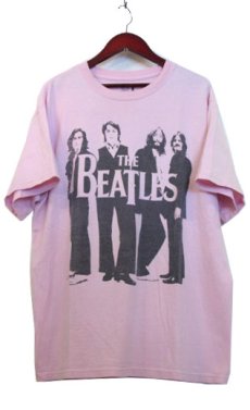 画像1: 1990's~ "BEATLES" Print T-Shirts　PINK　size L (表記 L) (1)