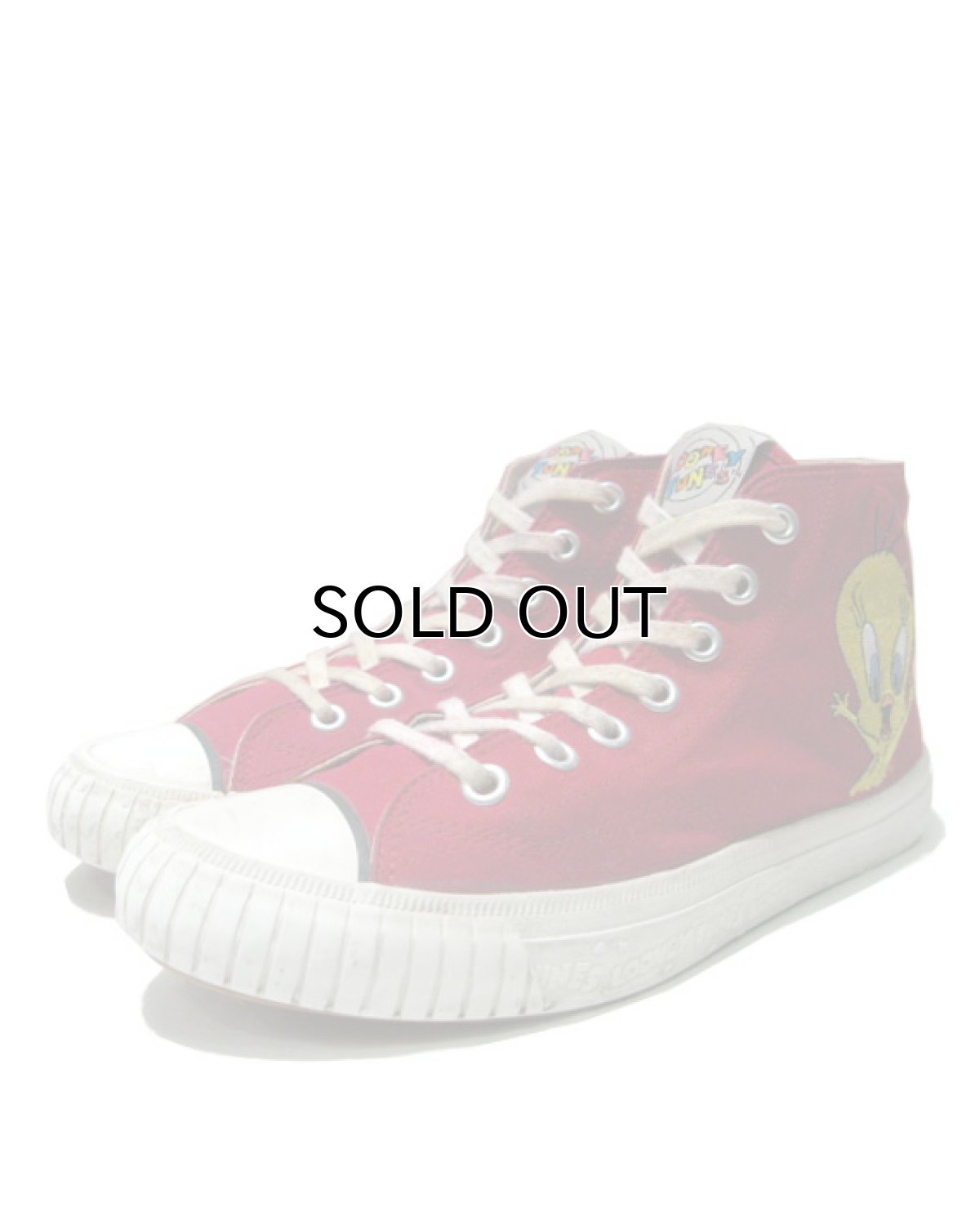 画像1: 1990's KEDS "LOONEY TUNES" Hi Cut Canvas Sneaker　RED　size 9 ( 27cm ) (1)