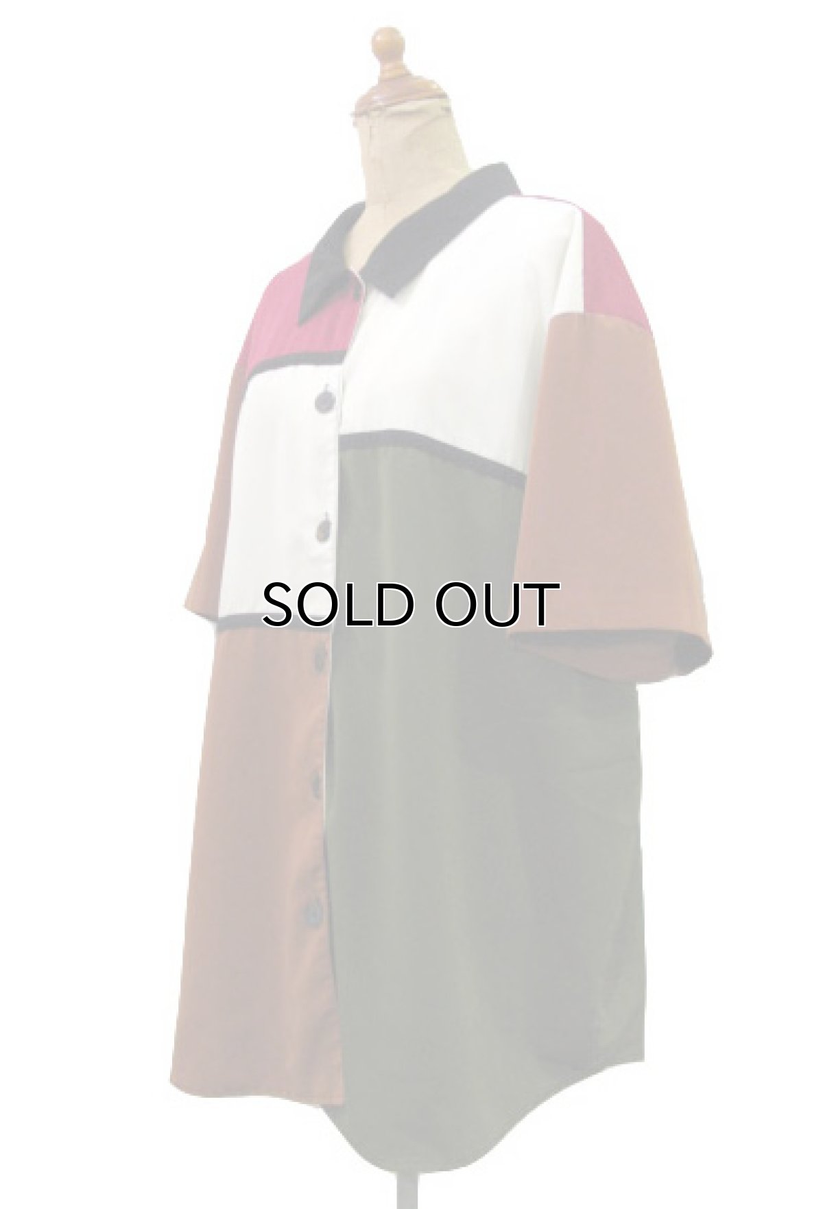 画像2: 1990's~ "teddi" S/S Mondrian Shirts Crazy Pattern size L -XL (表記 なし) (2)