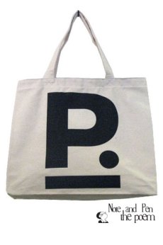 画像1: " Note and Pen the poem " ポエムのBAG  " P "　NATURAL / BLACK (1)