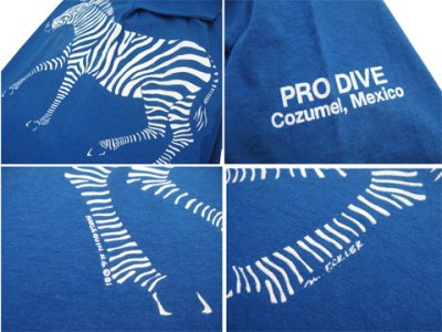 画像1: 1980's~ PRO DIVE  "Zebra" Print T-Shirts　BLUE　size L - XL (表記 L)