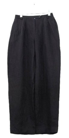 画像1: 1980's~ "KENAR" Two-Tuck Linen Trousers　BLACK　size w 29.5 inch (1)