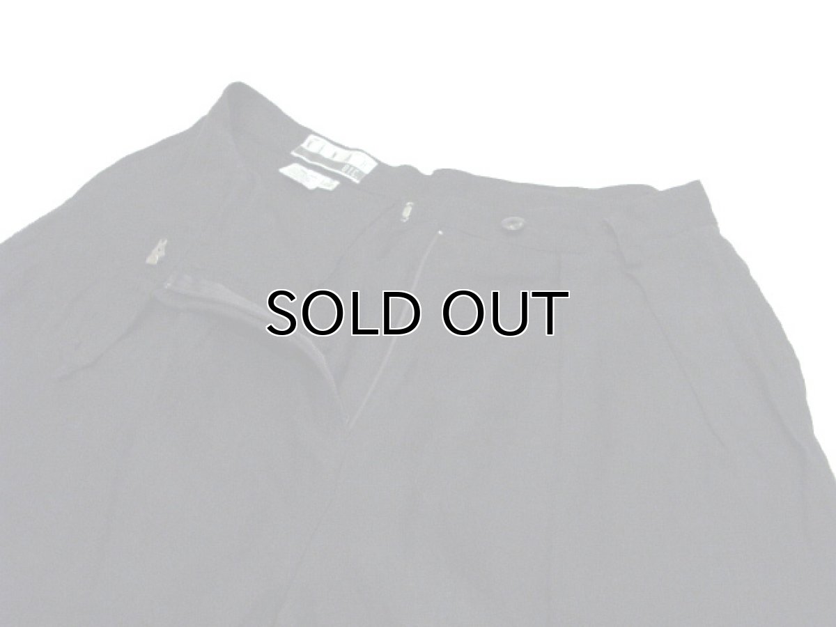 画像5: 1980's~ "KENAR" Two-Tuck Linen Trousers BLACK size w 29.5 inch (5)