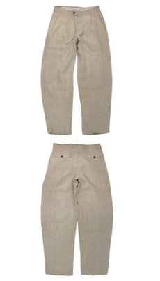 画像4: 1980's~ "Lindbergh" Two-Tuck Linen Trousers　BEIGE　size w 32 inch (4)