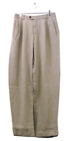 画像1: 1980's~ "Lindbergh" Two-Tuck Linen Trousers　BEIGE　size w 32 inch (1)