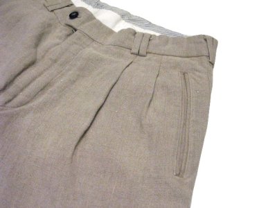 画像1: 1980's~ "Lindbergh" Two-Tuck Linen Trousers　BEIGE　size w 32 inch