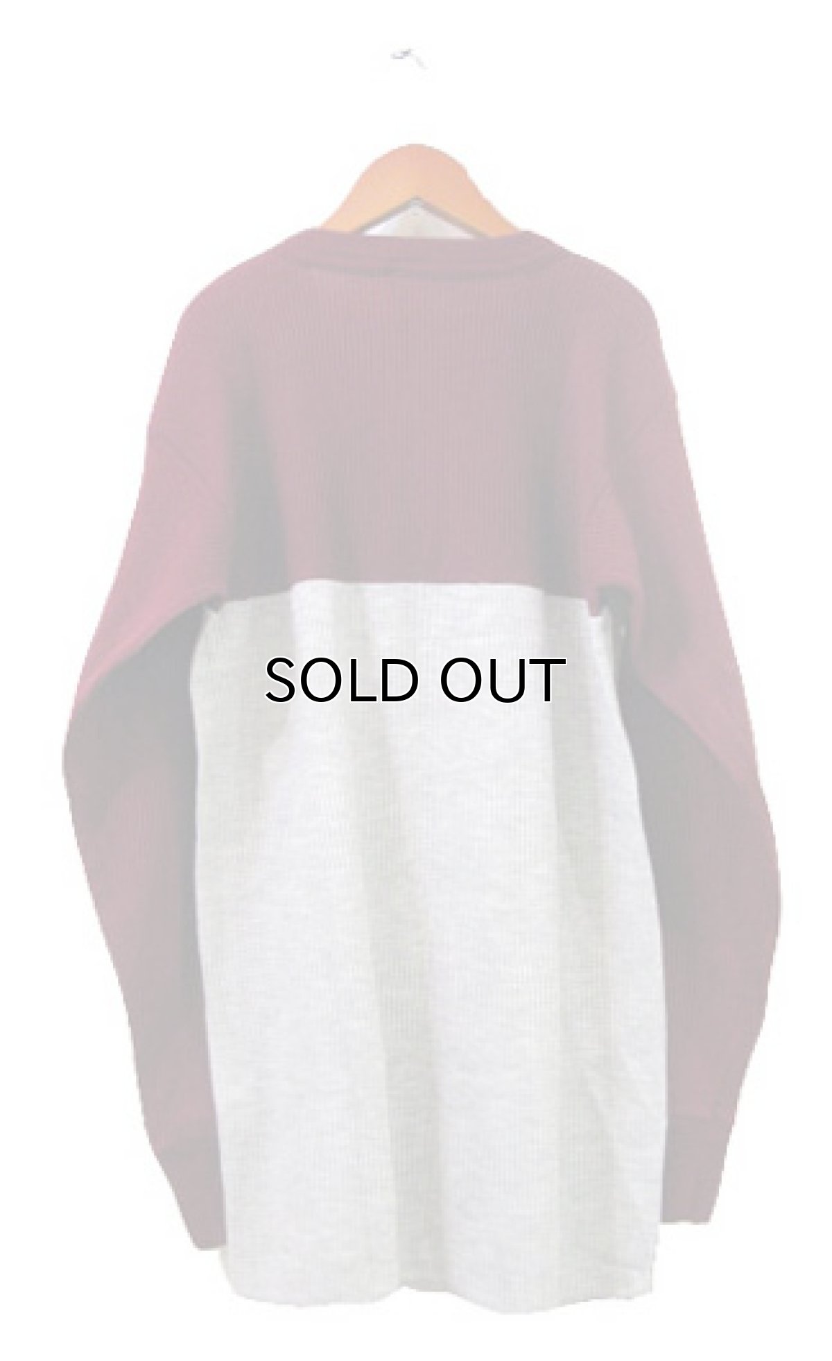 画像2: 1980's~ "THERMAL" L/S Henley Neck Thermal Shirts　Burgundy / Grey　size S - M (表記 M 38 -40) (2)