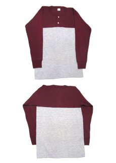 画像4: 1980's~ "THERMAL" L/S Henley Neck Thermal Shirts　Burgundy / Grey　size S - M (表記 M 38 -40) (4)
