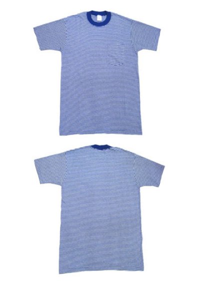 画像1: 1990's~ "TOWNCRAFT"  Border Pocket T-Shirts DEADSTOCK　BLUE / WHITE　size M - L (表記 M)