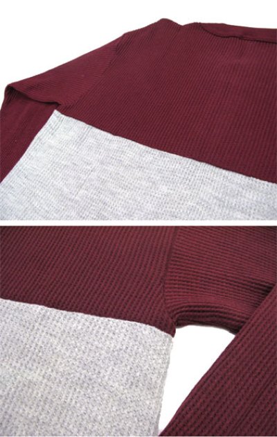 画像2: 1980's~ "THERMAL" L/S Henley Neck Thermal Shirts　Burgundy / Grey　size S - M (表記 M 38 -40)