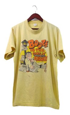 画像1: 1970's~ MW "BOOZE ~ " Print T-Shirts　YELLOW　size M (表記 L) (1)