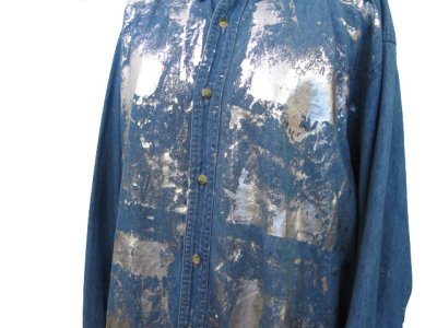 画像2: "Rag Union" Hand Painted L/S Denim Shirts　Blue Denim　size L (表記 なし)