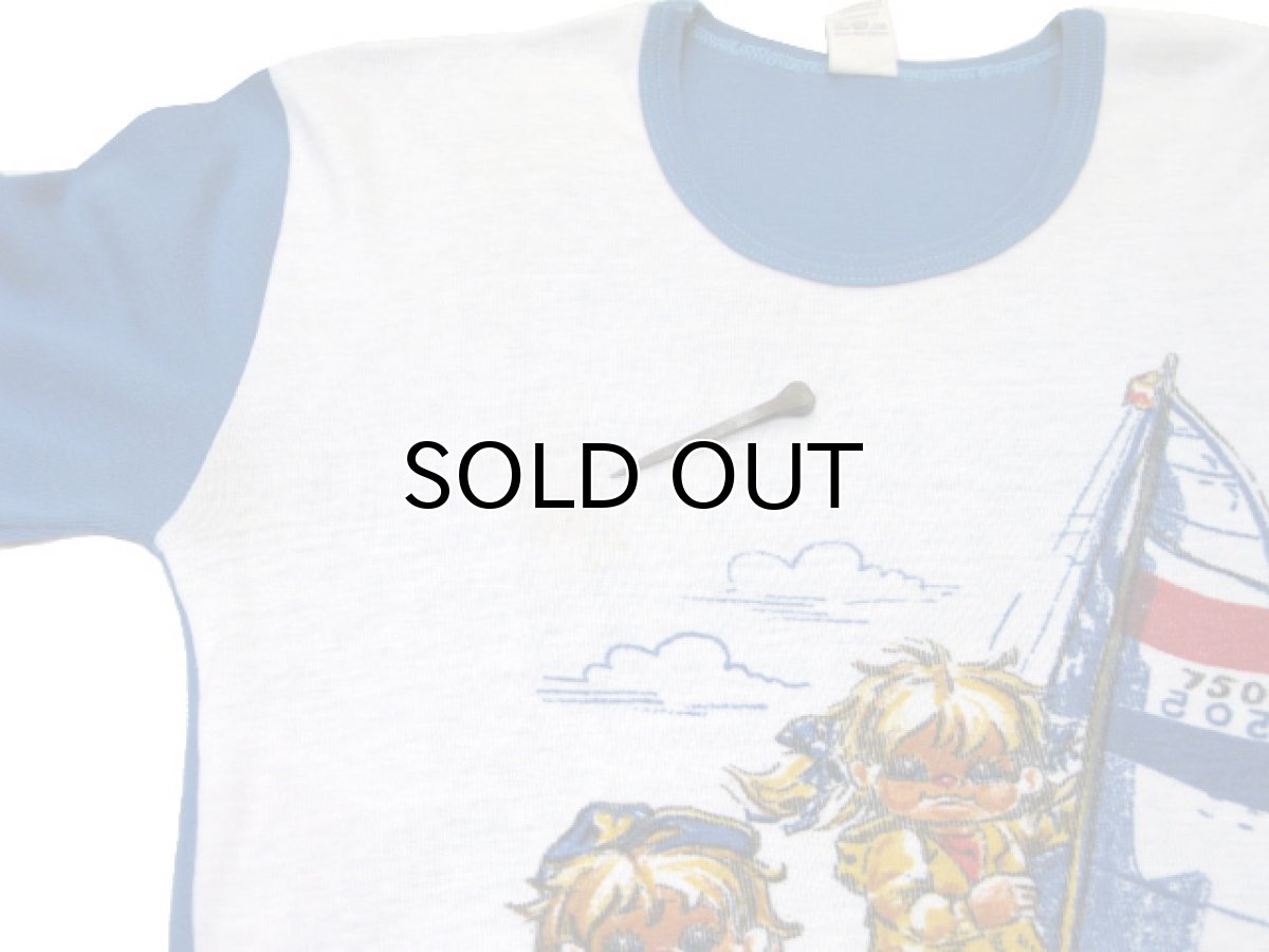 画像4: 1970's~ TREVIFLA Two-tone Print T-Shirts WHITE / BLUE size XS (表記 不明) (4)