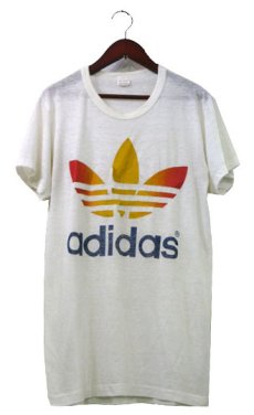 画像1: 1980's "adidas" Print T-Shirts　OFF WHITE　size S - M (表記 M 38-40) (1)