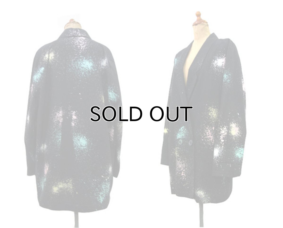 画像2: 1990's "Surf and Turf" Double Breasted Cotton Jacket　Paint Black　size M - L (表記 不明) (2)