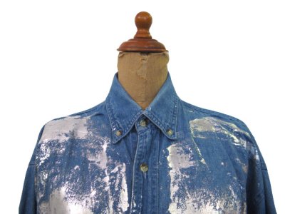 画像1: "Rag Union" Hand Painted L/S Denim Shirts　Blue Denim　size L (表記 なし)