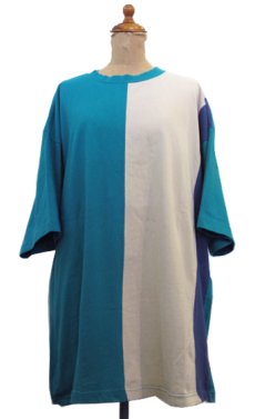 画像1: 1990's~ Sears 3-tone Design T-Shirts　GREEN / BEIGE / BLUE　size L (表記 L) (1)