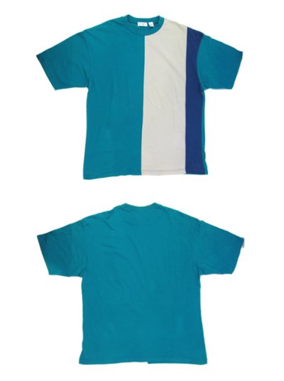 画像1: 1990's~ Sears 3-tone Design T-Shirts　GREEN / BEIGE / BLUE　size L (表記 L)