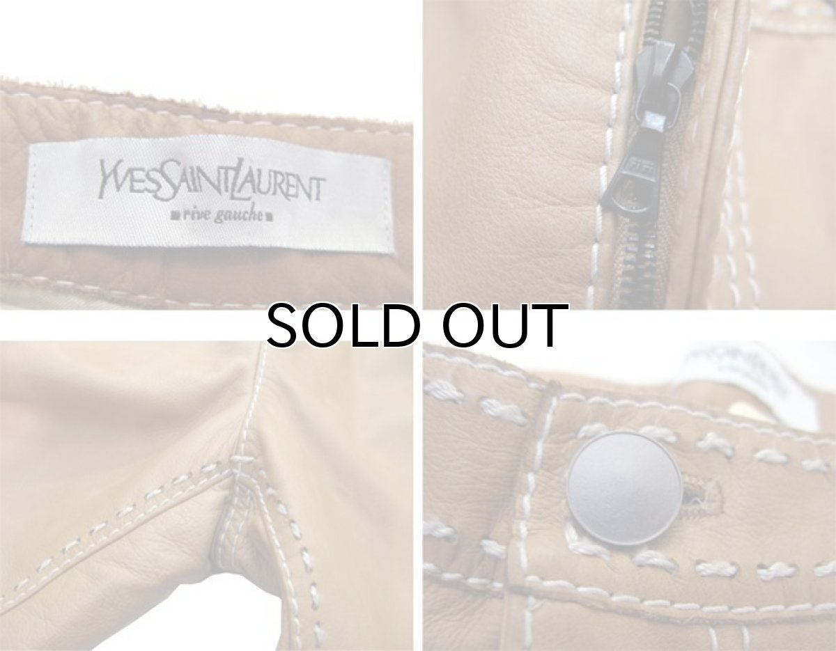 画像3: YVES SAINTLAURENT "rive gauche" Leather Pants BROWN size w 34 inch (表記 なし) (3)