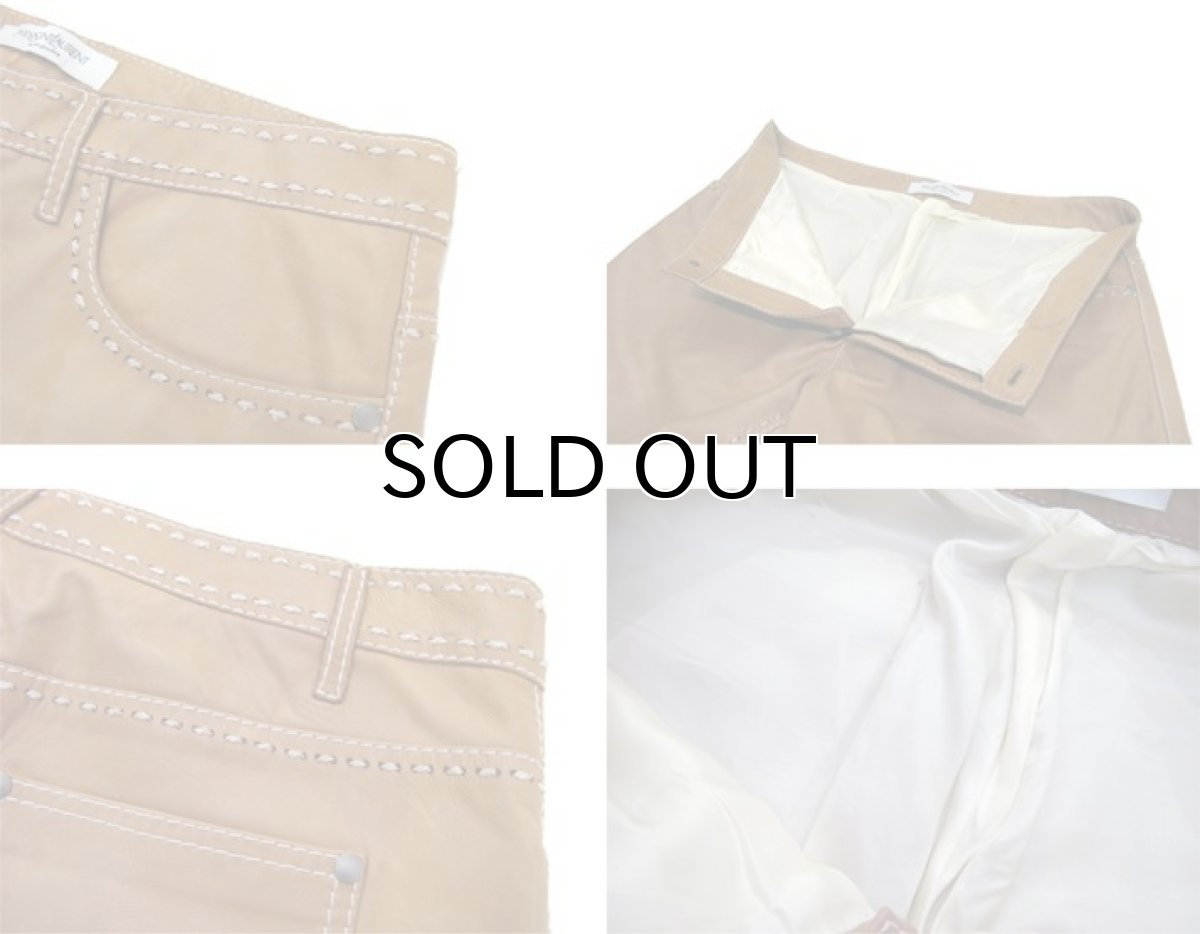 画像4: YVES SAINTLAURENT "rive gauche" Leather Pants BROWN size w 34 inch (表記 なし) (4)