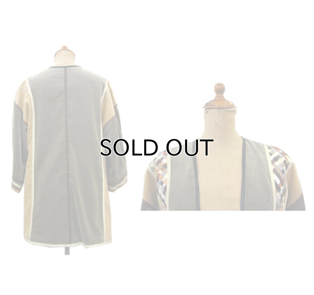 画像3: 1970's "THE FRENCH CLIQUE" Design Harf Sleeve Jacket BEIGE / OLIVE size S (表記 なし) (3)