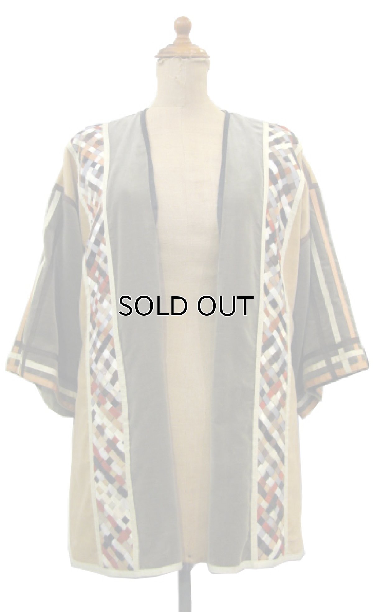 画像2: 1970's "THE FRENCH CLIQUE" Design Harf Sleeve Jacket BEIGE / OLIVE size S (表記 なし) (2)
