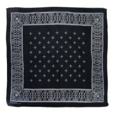 画像1: OLD BANDANNA "CROSS"　BLACK　52 cm x 53 cm (1)