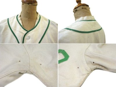 画像2: 1940-50's "General Athletic Product Co." Wool Baseball Shirts　Natural / Green　size L - XL (表記 なし)