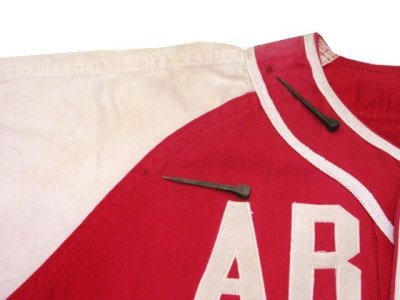 画像1: 1950's~ "ABRON" Cotton Baseball Shirts　RED / WHITE　size M (表記 M)