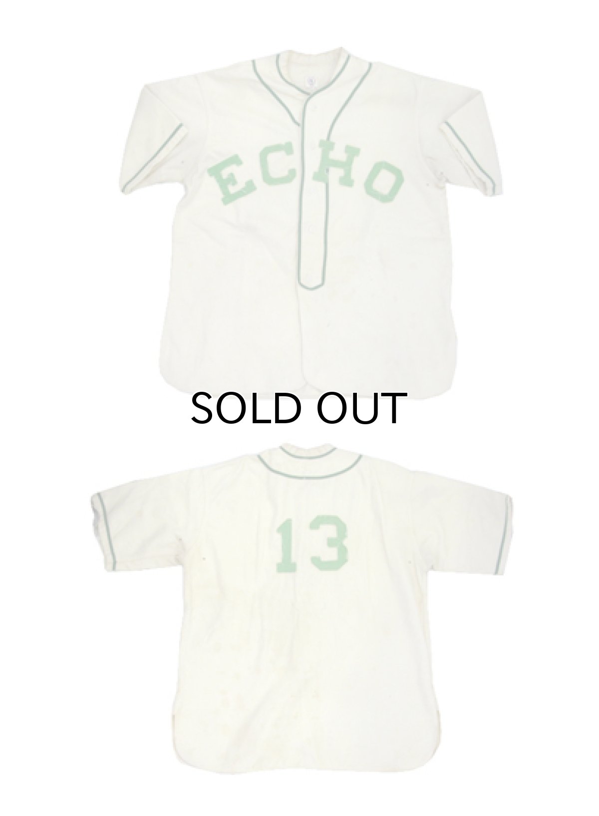 画像4: 1940-50's "General Athletic Product Co." Wool Baseball Shirts Natural / Green size L - XL (表記 なし) (4)