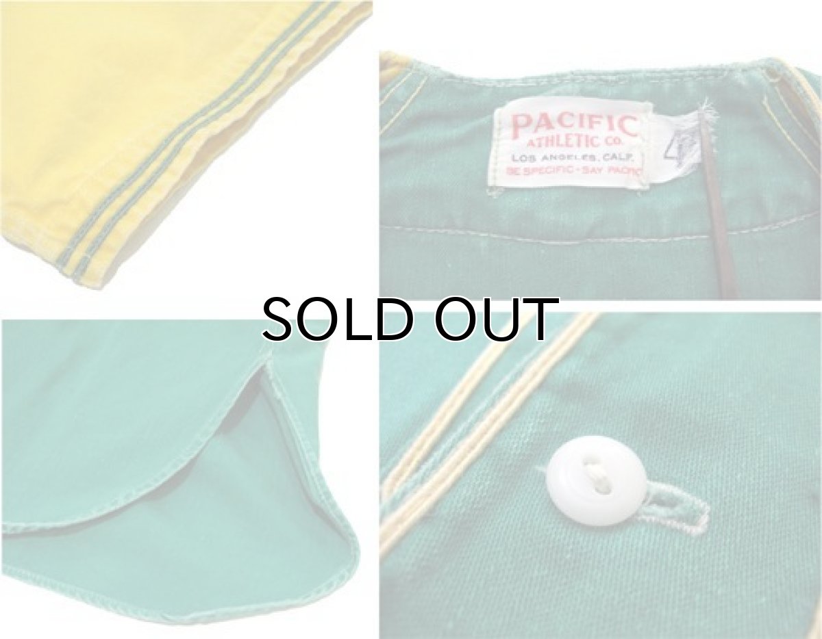 画像3: 1950's~ "Pacific Athletic Co." Cotton Baseball Shirts　Green / Yellow　size L (表記 L) (3)