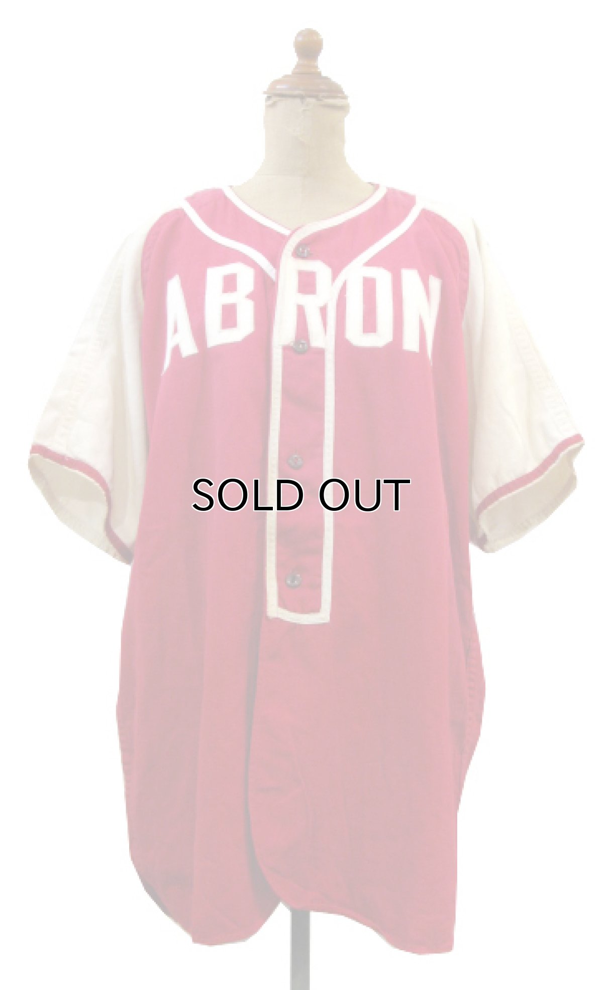 画像1: 1950's~ "ABRON" Cotton Baseball Shirts　RED / WHITE　size M (表記 M) (1)