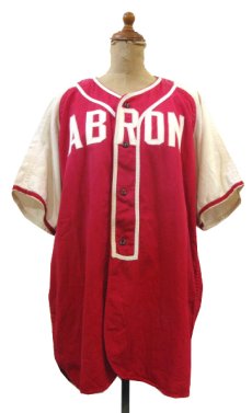 画像1: 1950's~ "ABRON" Cotton Baseball Shirts　RED / WHITE　size M (表記 M) (1)