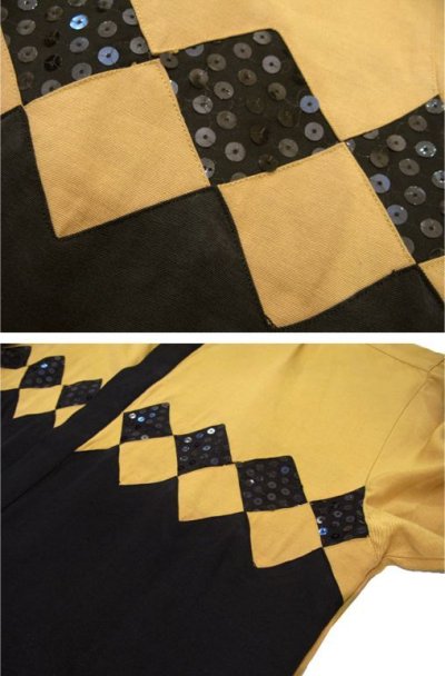 画像1: 1990's WINNER'S L/S Design Spangles Shirts　Black / Yellow　size L (表記 L)