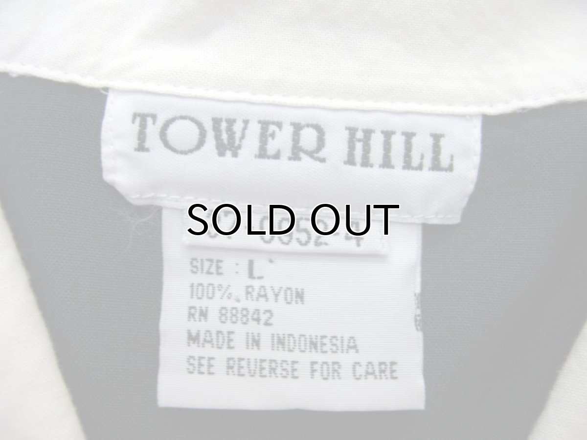 画像4: 1990's~ "TOWER HILL" L/S Design Rayon Shirts GREEN / NATURAL size M - L (表記 L) (4)