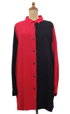 画像1: 1990's~ "STEFANO" L/S Design Rayon Shirts　RED / BLACK　size L (表記 18 - 20) (1)