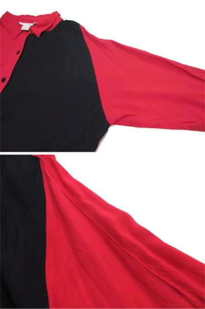 画像2: 1990's~ "STEFANO" L/S Design Rayon Shirts　RED / BLACK　size L (表記 18 - 20)