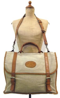 画像1: LINEN / LEATHER Shoulder Bag　BEIGE / BROWN　made in ITALY (1)