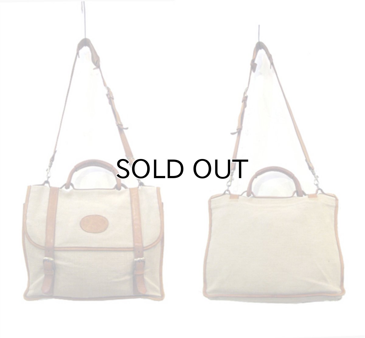 画像2: LINEN / LEATHER Shoulder Bag　BEIGE / BROWN　made in ITALY (2)