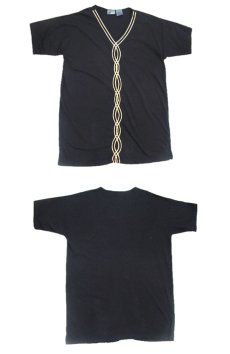 画像4: 1990's "Liz Wear" V-neck S/S Design Tops　BLACK　size L (表記 S) (4)