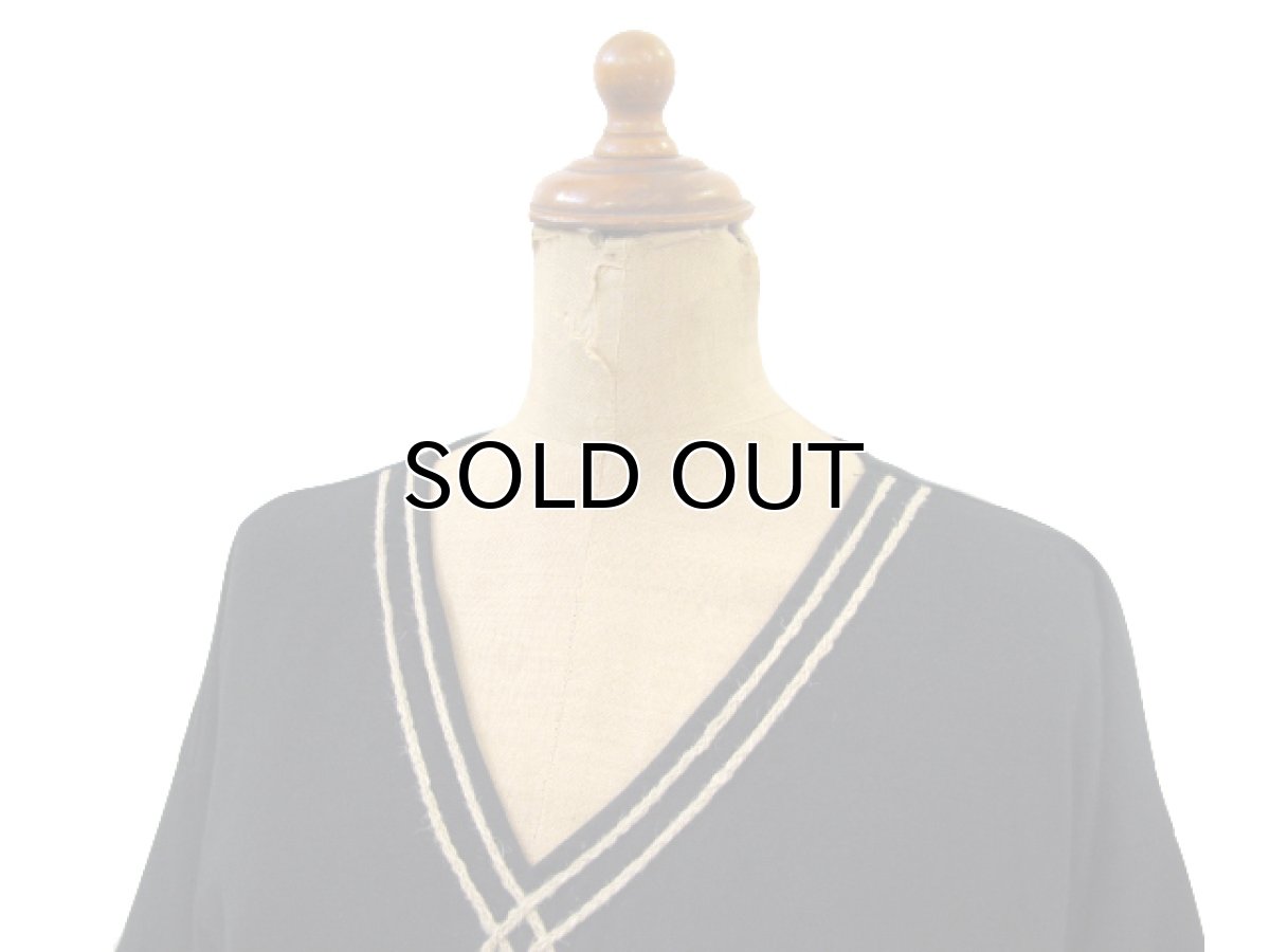 画像3: 1990's "Liz Wear" V-neck S/S Design Tops BLACK size L (表記 S) (3)