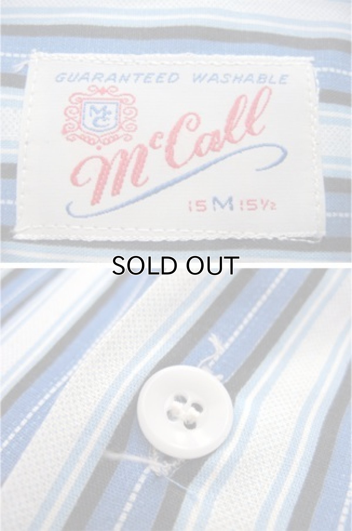 画像4: 1960's "McCall" L/S Stripe Shirts　Blue / Sax　size M (表記 15 - 15 1/2) (4)