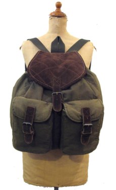 画像1: 1980's BANANA REPUBLIC  Cotton / Suede Back Pack　OLIVE / BROWN (1)