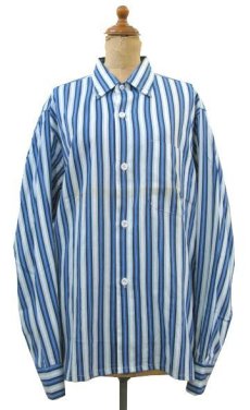 画像1: 1960's "McCall" L/S Stripe Shirts　Blue / Sax　size M (表記 15 - 15 1/2) (1)