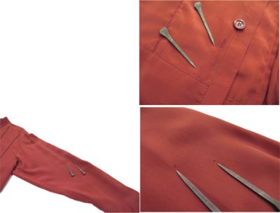 画像2: 1990's "Neil Norman" 100% Silk Design Shirts-Jacket　RED　size M (表記 M)