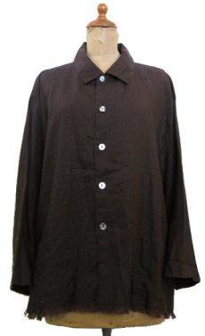 画像1: 1990's~ "CHICO's DESIGN" L/S Design Linen Jacket　BROWN　size L (表記 3) (1)