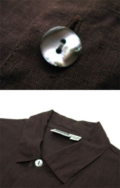 画像2: 1990's~ "CHICO's DESIGN" L/S Design Linen Jacket　BROWN　size L (表記 3)